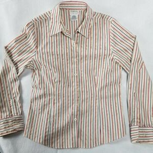 George Stretch Button Down Top Size Med Striped
